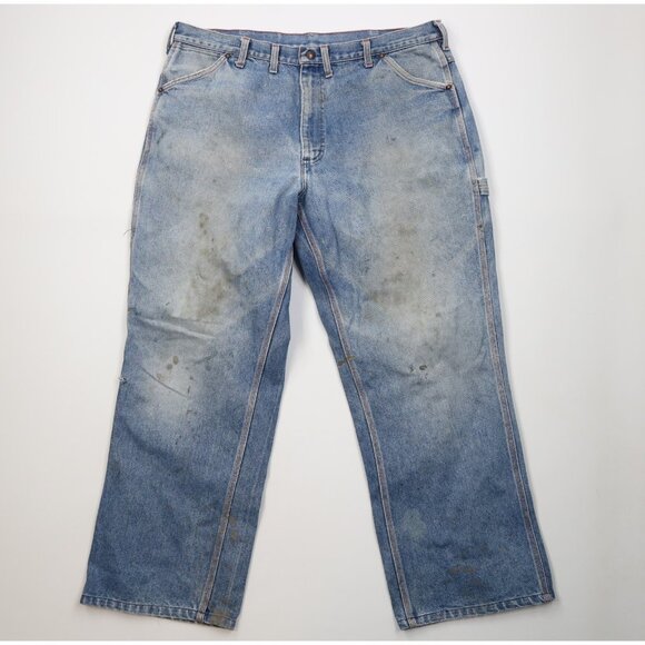 Vintage 90s Big Mac Mens 38x31 Distressed Baggy Wide Leg Denim Jeans Blue USA